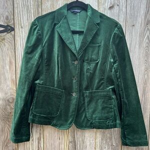LAND’S END Dark Green Velvet Blazer Suit Blazer Jacket Women’s 12 Petite
